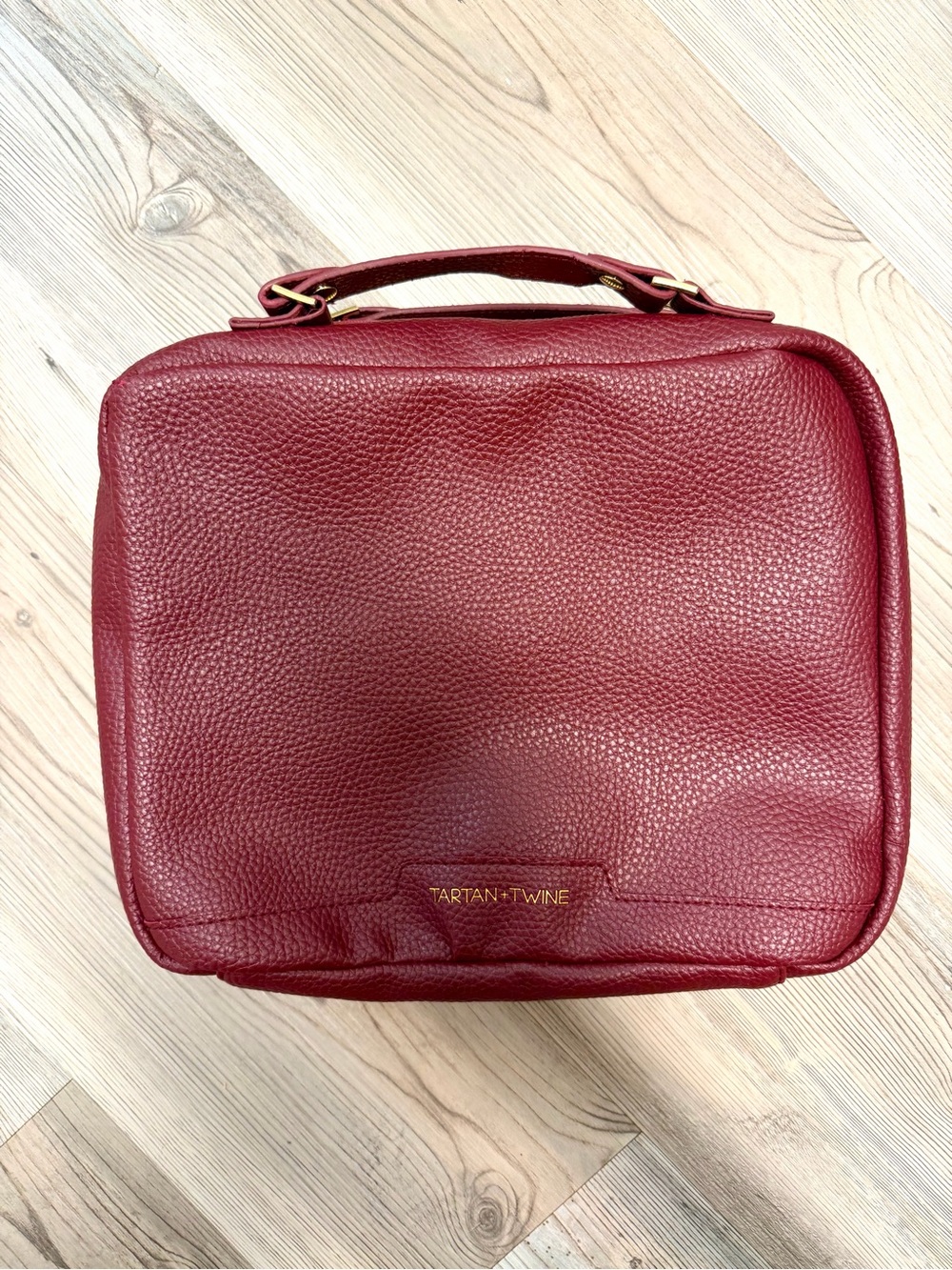 Tartan + Twine Burgundy Pebbled Leather Cosmetic Case